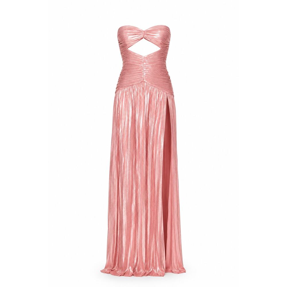 Retrofete Women's Baby Pink Rose Mallory Metallic Pleated Gown Dress Size XS NEW
